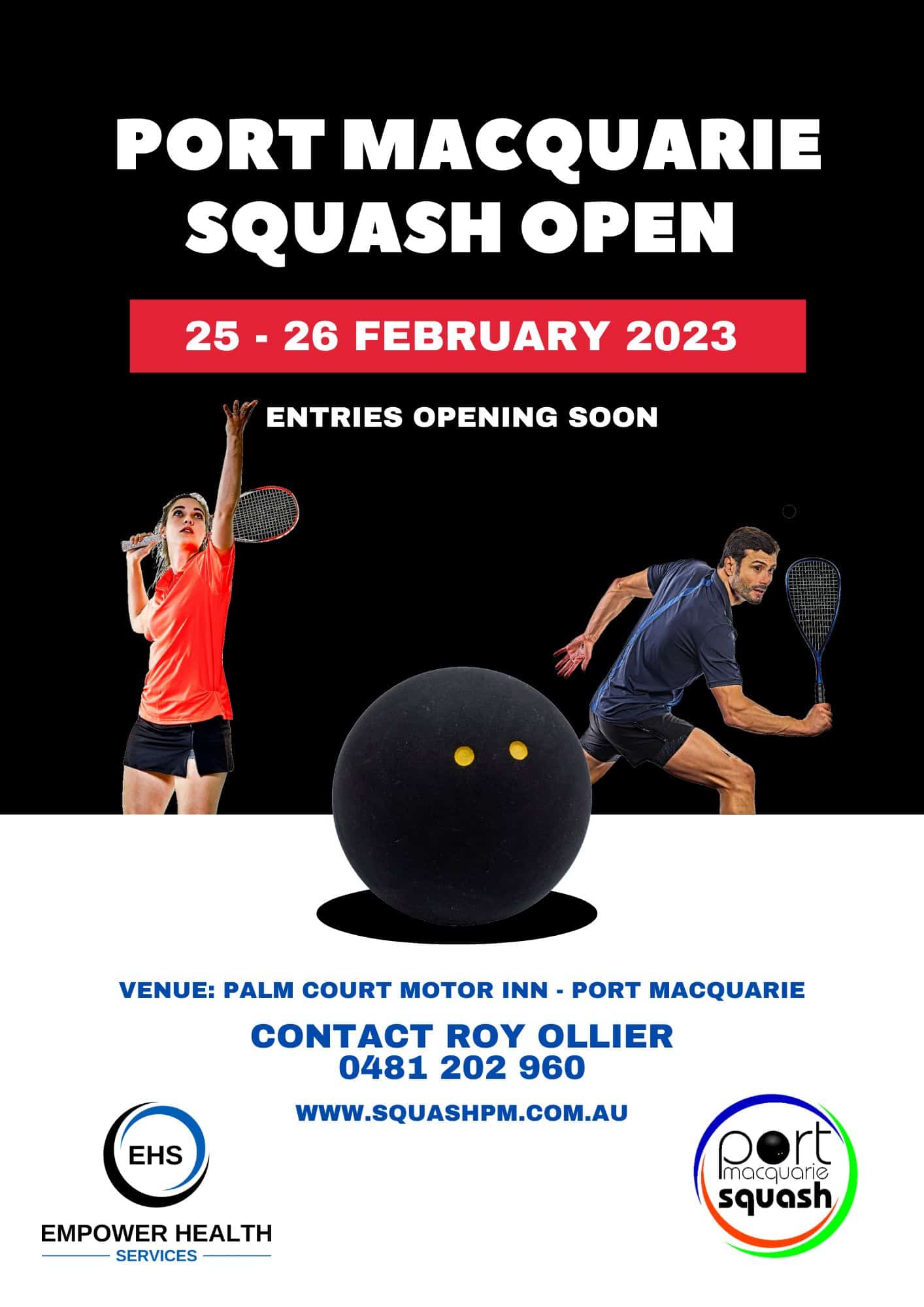 2023 PM Squash Open Tournament Flyer